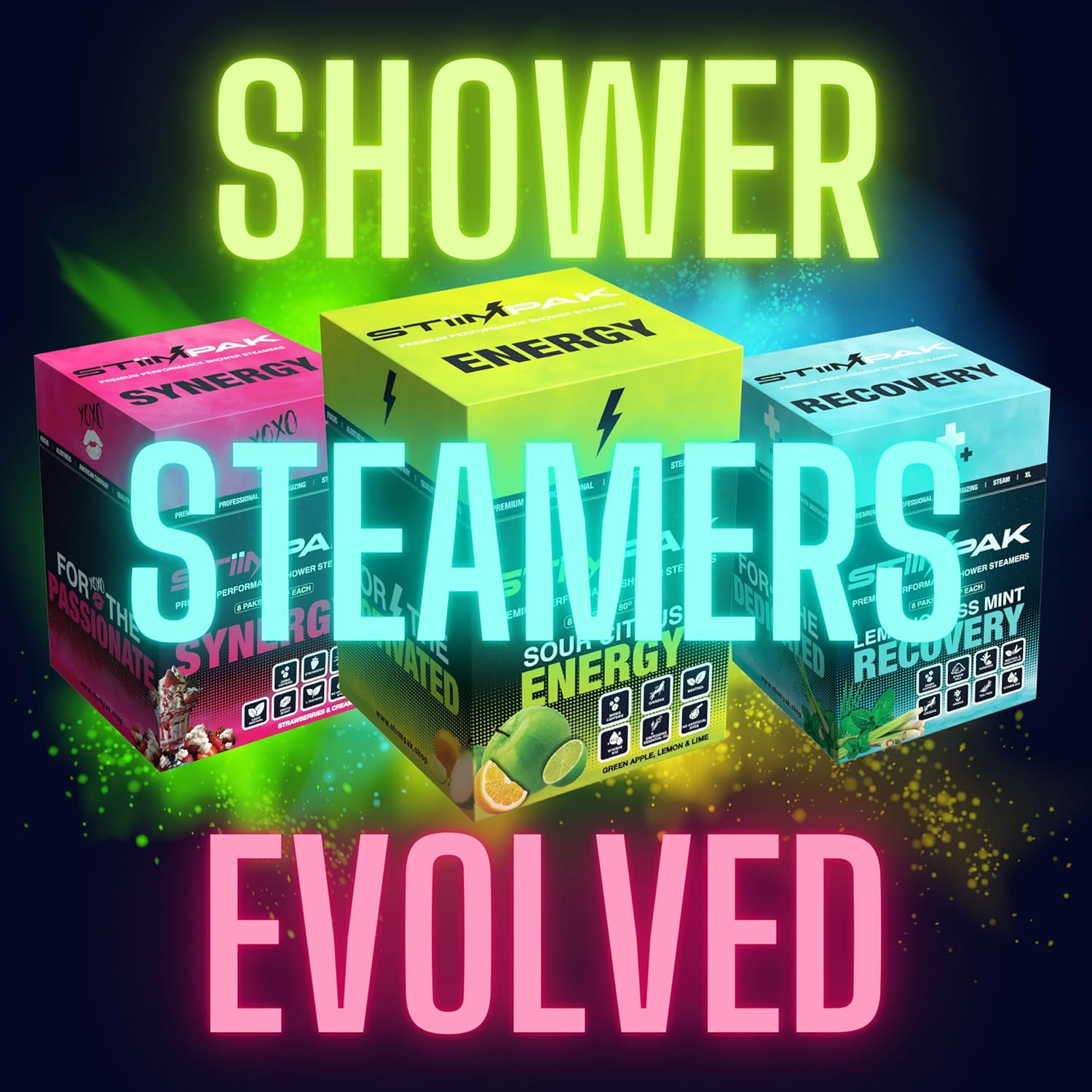 Sport Shower Steamers for Men | Energy | XXL 80g Long Lasting | Caffeine, B12, Ginseng, & Menthol | Extra Strength Aromatherapy for Focus & Productivity | Sour Citrus | STiiMPAK (8 Pack) - Image 7