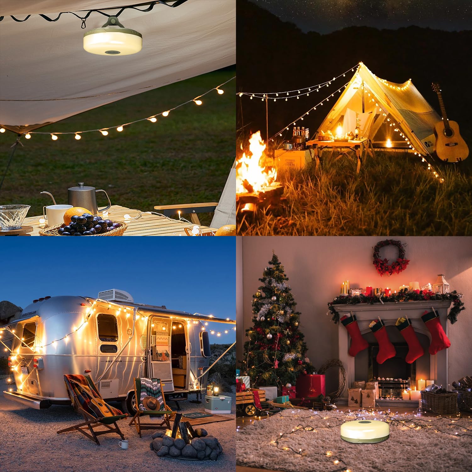 ELLASAY Catena di luci da campeggio, per esterni, con 5 modalità di illuminazione, ripristino di 30 s, durevole e impermeabile, ricarica USB, 10 m, lampada da campeggio portatile, per campeggio
