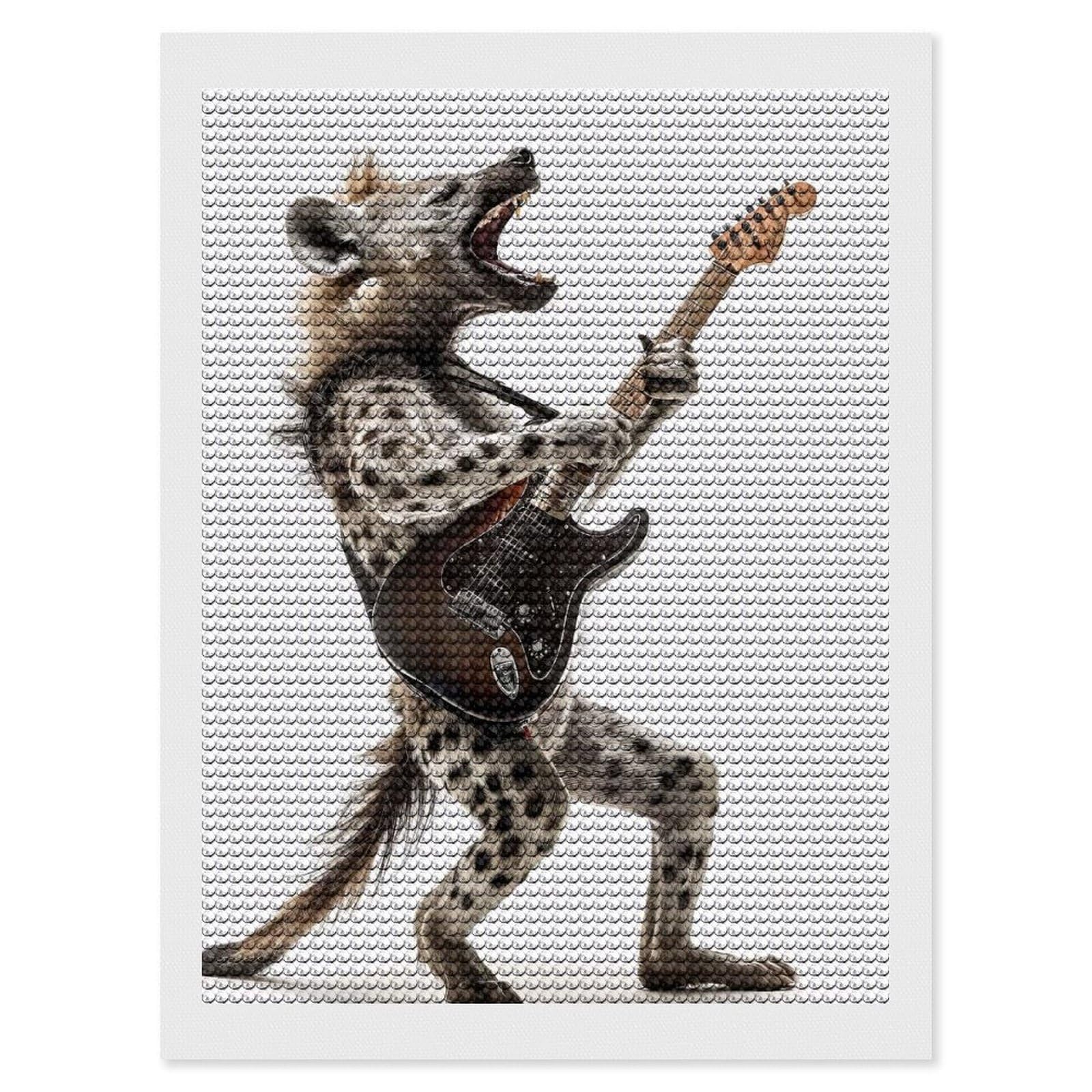 Junmoney Hyena Guitar Diamond Art Kit 12"x16", Neat Printed Canvas, Finish and Display, Relaxing DIY Hobby, Living Room Decor