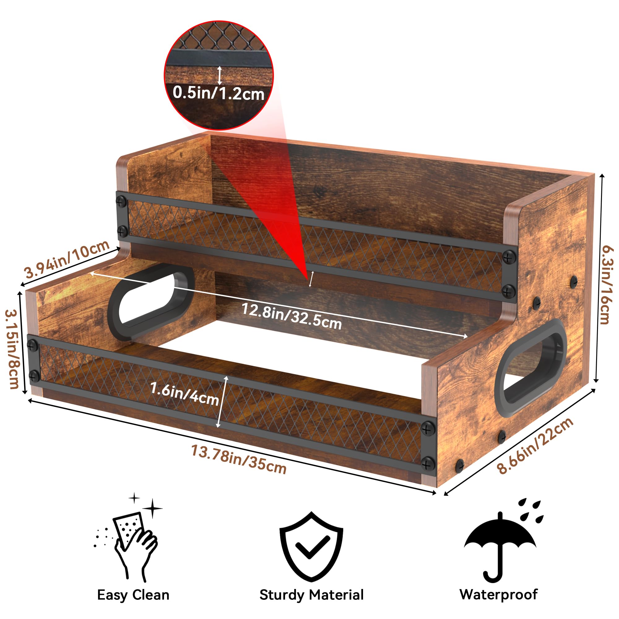 Espositore per bottiglie di liquori, scaffale per sciroppo di caffè, organizer a 2 ripiani per liquori e vino, mini scaffale per 8 bottiglie, per liquori e whisky, organizer per stazioni di caffè
