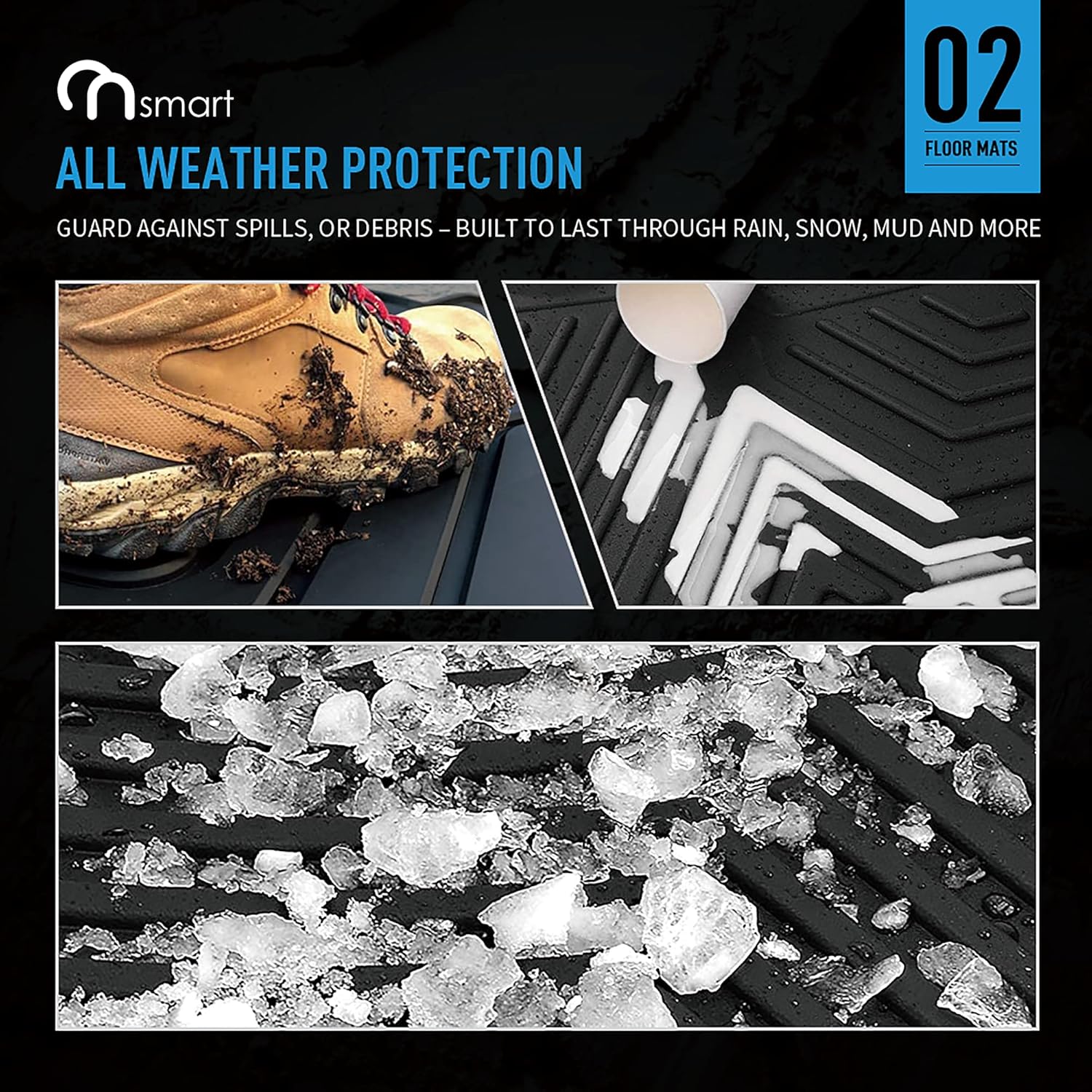 Flаѕh Sаlе Buу 1 gеt 1 Onsmart Floor Mats Liners Fits Car 2015-2021 Ford F-150 SuperCrew Weatherbeater, Front & 2nd Seat Floor Mats, TPE All Weather Protection Automotive Odorless Floor Liners (Black)