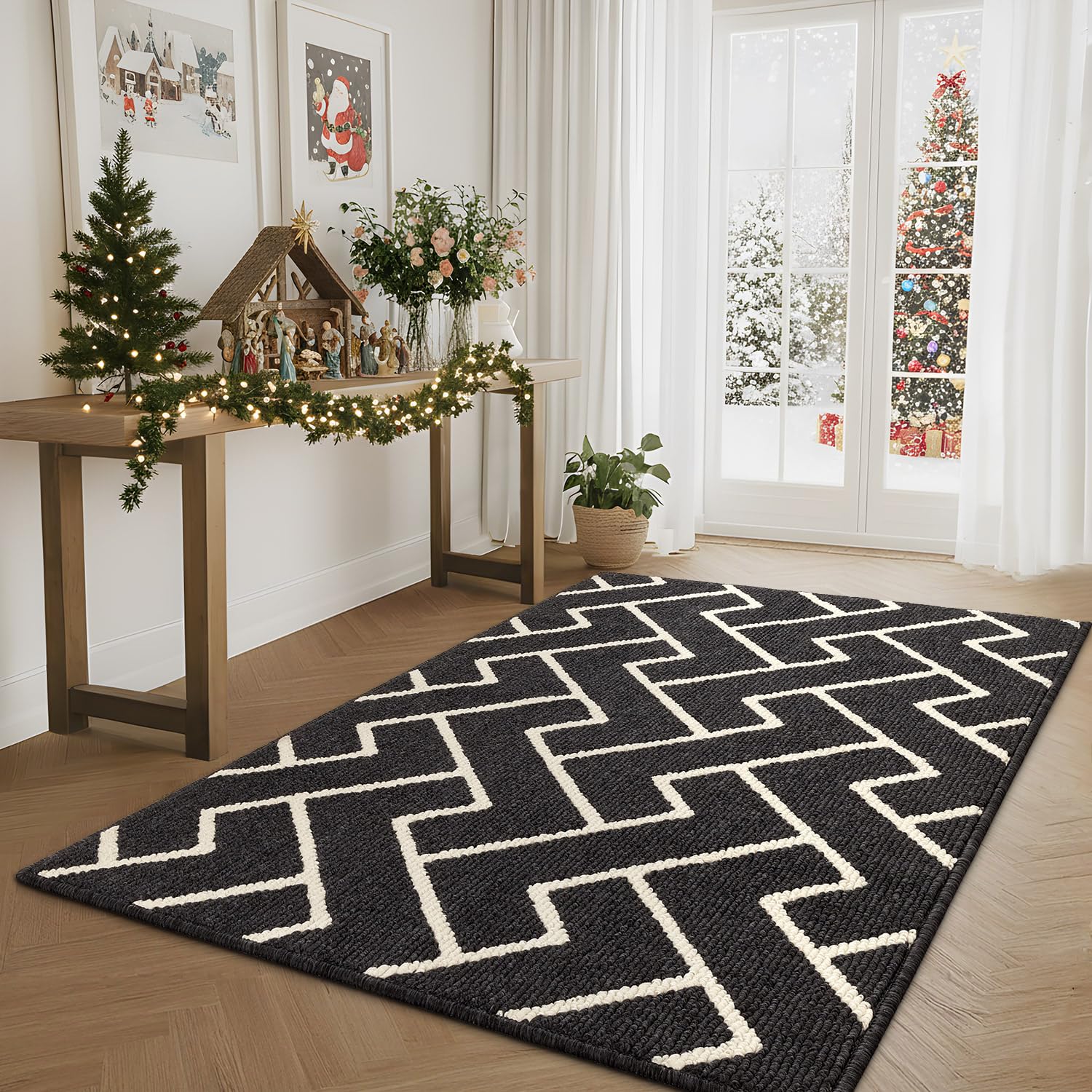 Biscpro Indoor Door Mats,119x180cm Door Mat Non Slip Backing,Dirt Trapper Mat Absorbent Non-Slip Doormat for Entrance,Inside,Kitchen,Front Back Door,Pets and Garden-Dark Gray — image 1
