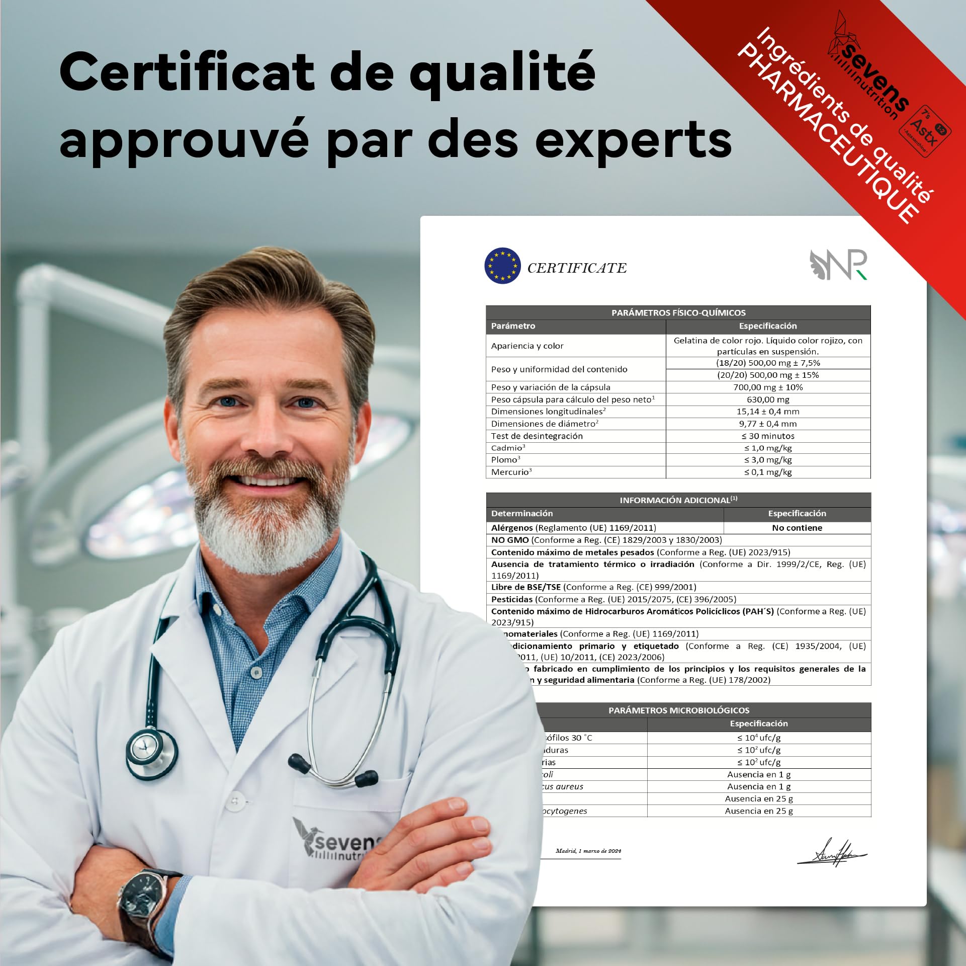 Astaxanthine Naturelle Astapure® avec Coenzyme Q10 et Huile d’Olive Vierge Extra – Antioxydants Puissants pour Yeux Peau Immunité – 60 Softgels Haute Absorption – Sevens