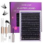 Ocean Pearl Lash Clusters 10-20mm Thick 300D Volume Eyelashes Clusters Lashes 300PCS Lash Extension Kit Eyelash Extension Kit Individual Lashes DIY Lash with Lash Bond+Seal+Remover+Tweezer-300D