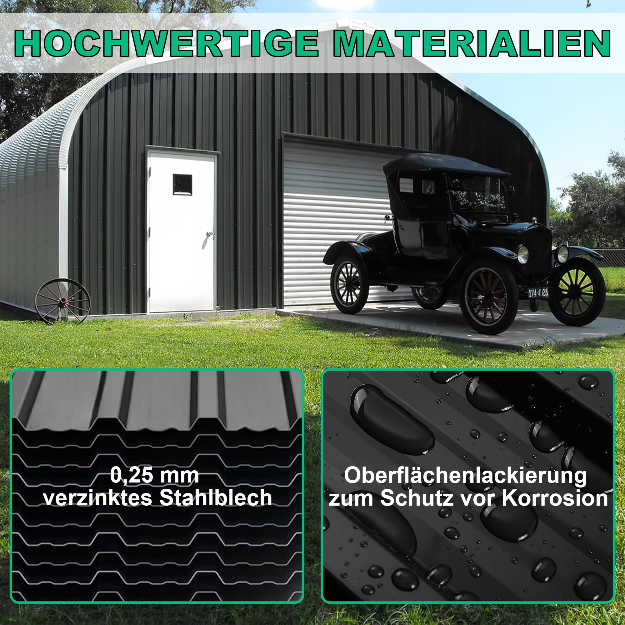 24PCS Trapezblech Dachplatten 115x45CM, Schwarz Verzinkter Stahl 0,25mm Profilblech für Dächer Geräteschuppen Carports Wandverkleidungen