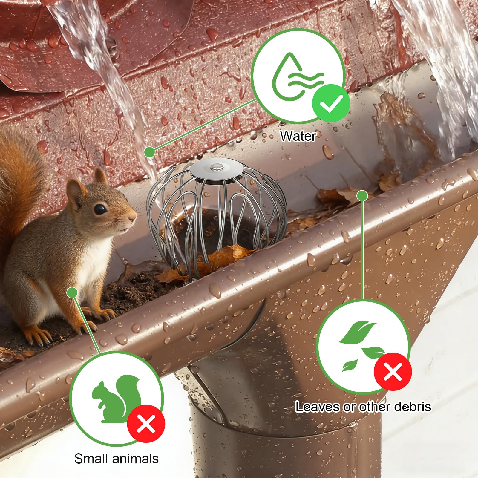 efuturetime 4X Protezione per Grondaie in Acciaio Inossidabile, Protezioni per Pluviali Ø 70-100mm Regolabili Scarico Rapido dell'Acqua Riutilizzabile per Tubi di Scarico, Grondaia in PVC