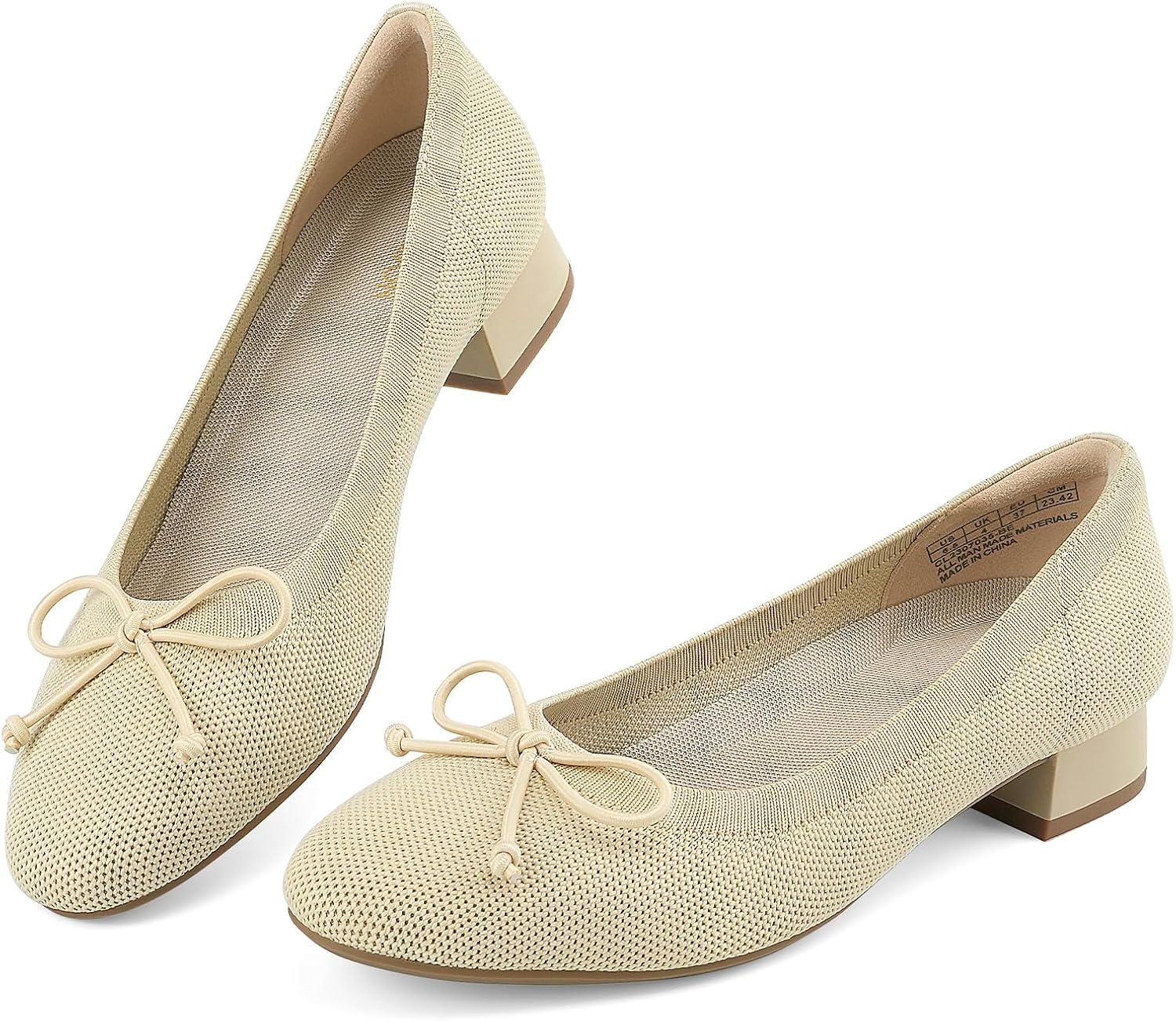 JENN ARDOR Womens Low Block Chunky Pumps Ladies Dress Heels Closed Round Toe Casual Office Shoes for Women Comfortable