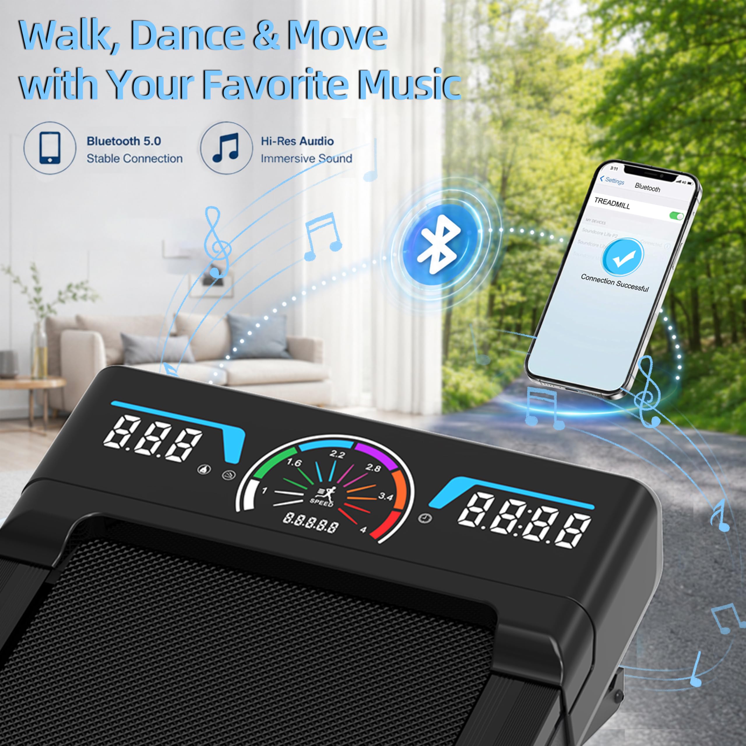 Walking Pad Treadmill 12% Auto Incline, Under Desk Treadmill, Blue view 4