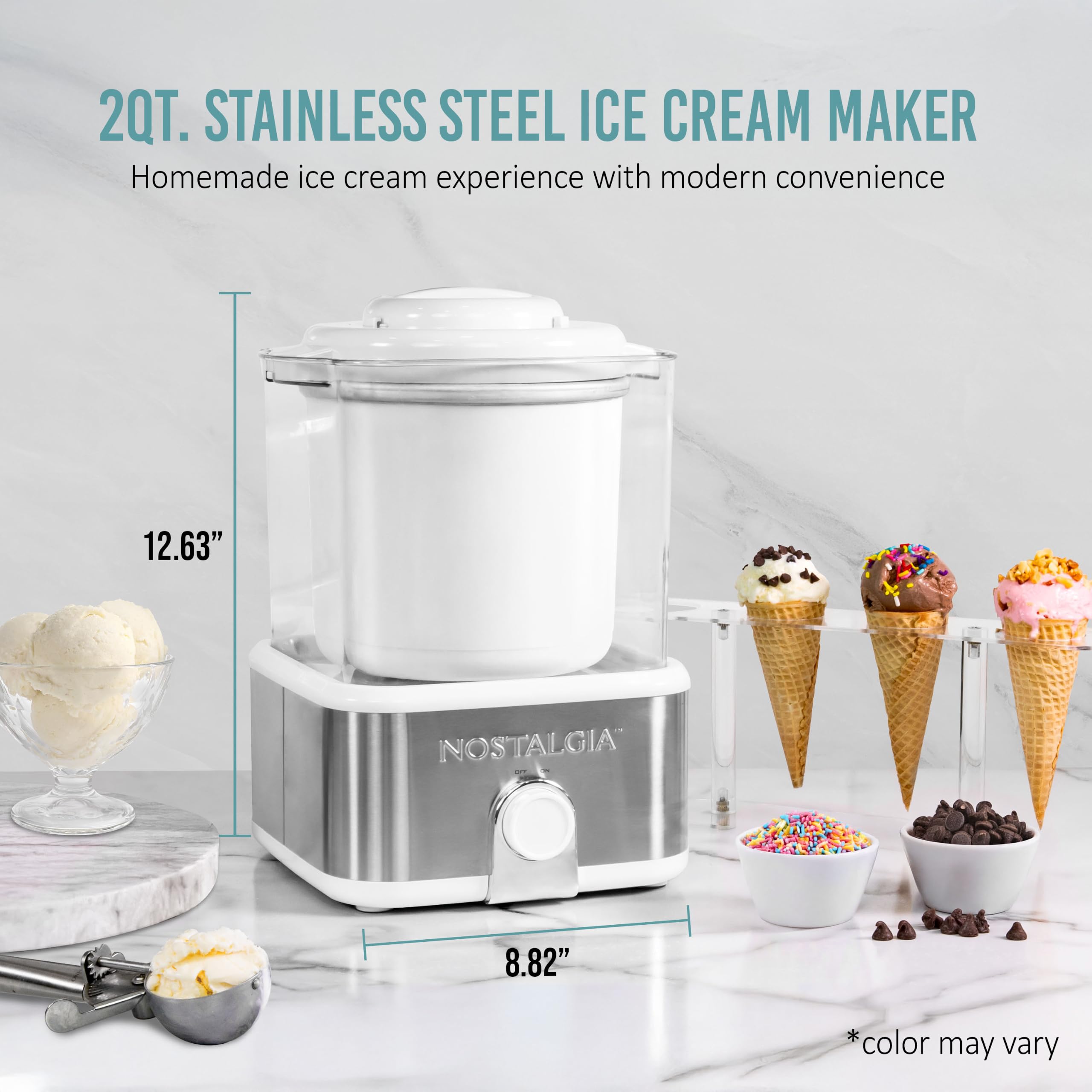 Nostalgia Electric Ice Cream Maker - Make Sorbet & Frozen Yogurt -2