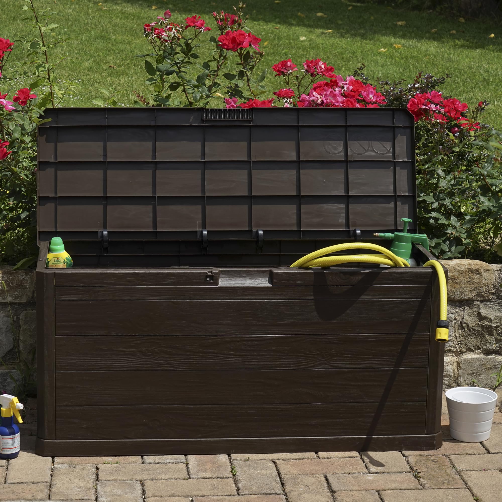 Toomax Multibox Woody's Baule 280L 117x45x56h cm Portaoggetti Giardino Marrone Effetto Legno Resistente UV