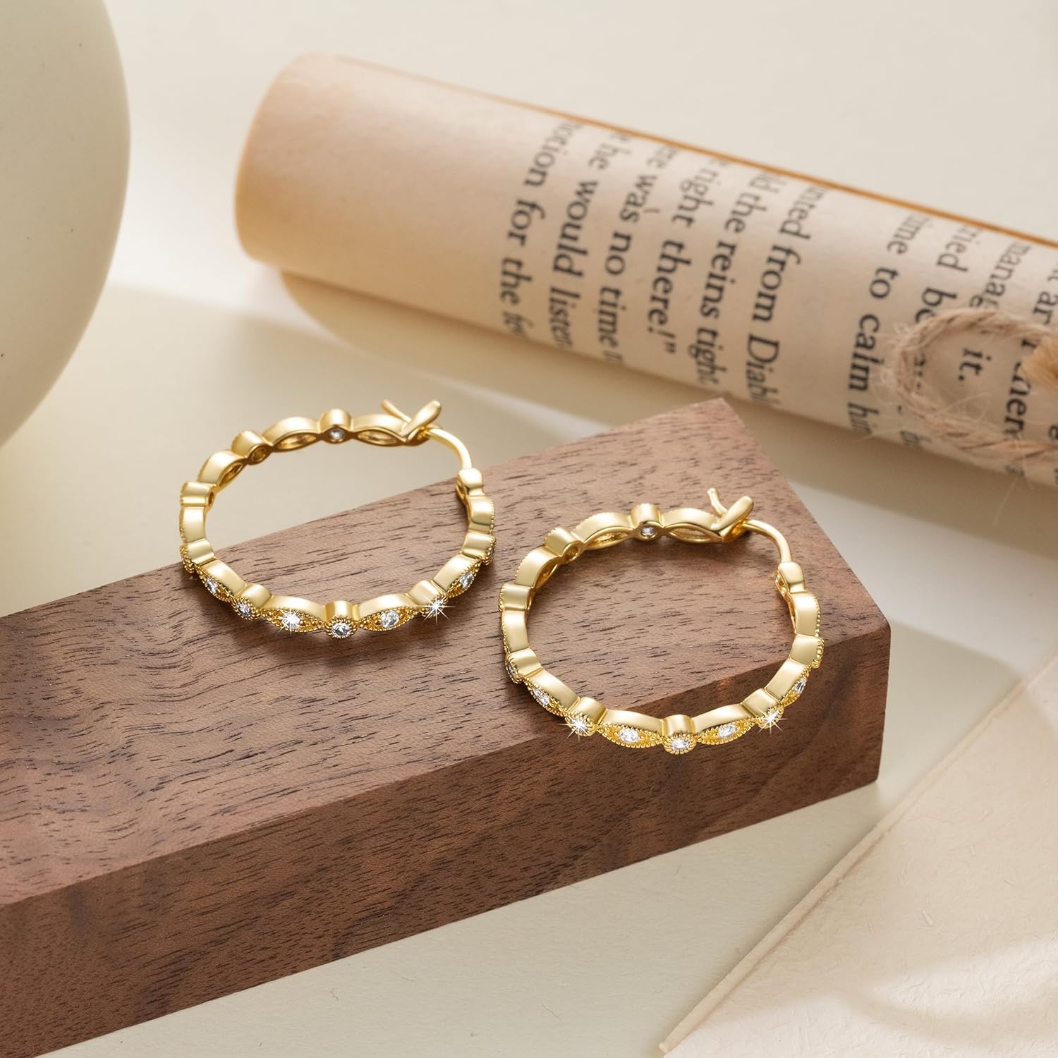 Gold Hoop Earrings for Women 14K Gold Earrings for Women Hoop Earring for Womens Hoops Evil Eye Hoops Earring for Womens Crafted with Cubic Zirconia 30mm - Image 7