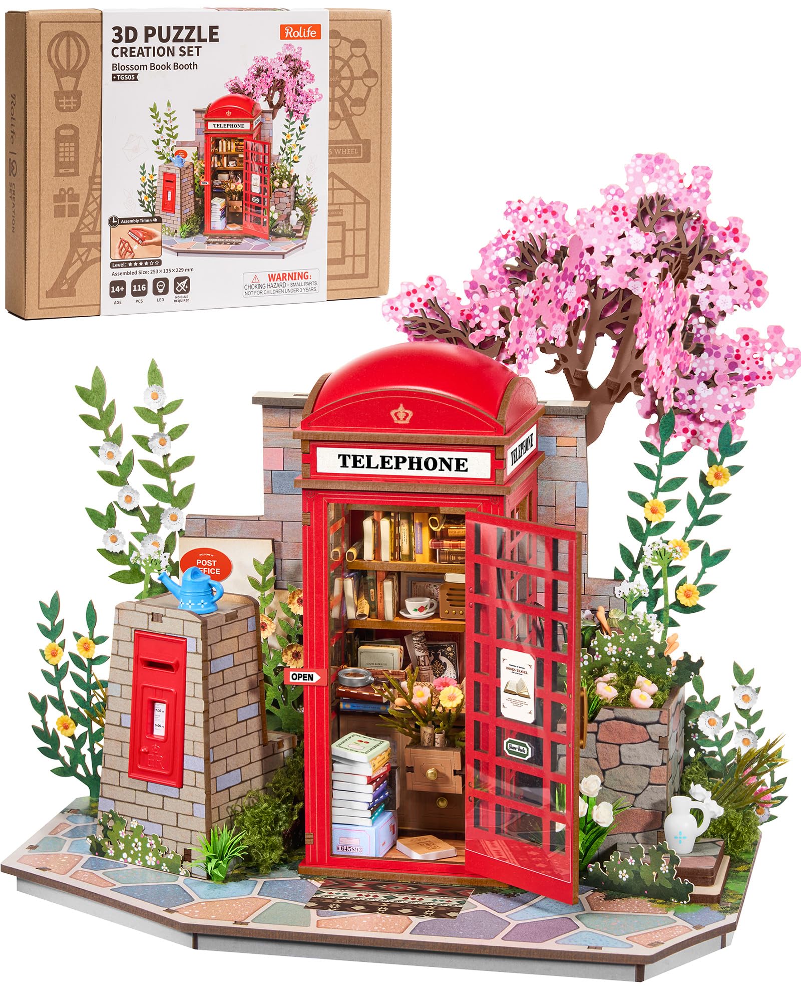 Amazon.com: Rolife 3D Puzzles for Adults Blossom Book Booth, Toy
