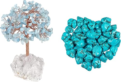 Rockcloud Árbol de dinero de cristal aguamarina con base de racimo de cristal de roca hecho a mano para decoración de oficina en casa y oficina de disponible en Yaxa Colombia