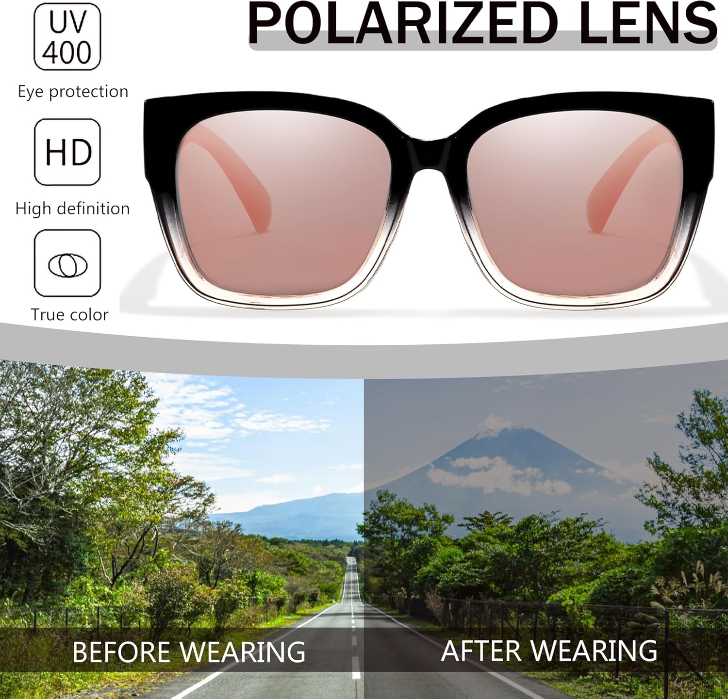 SIPHEW Mirrored Sunglasses Polarized Fit Over Glasses for Women - Trendy Large Square w UV400 Protection Sun Glasses