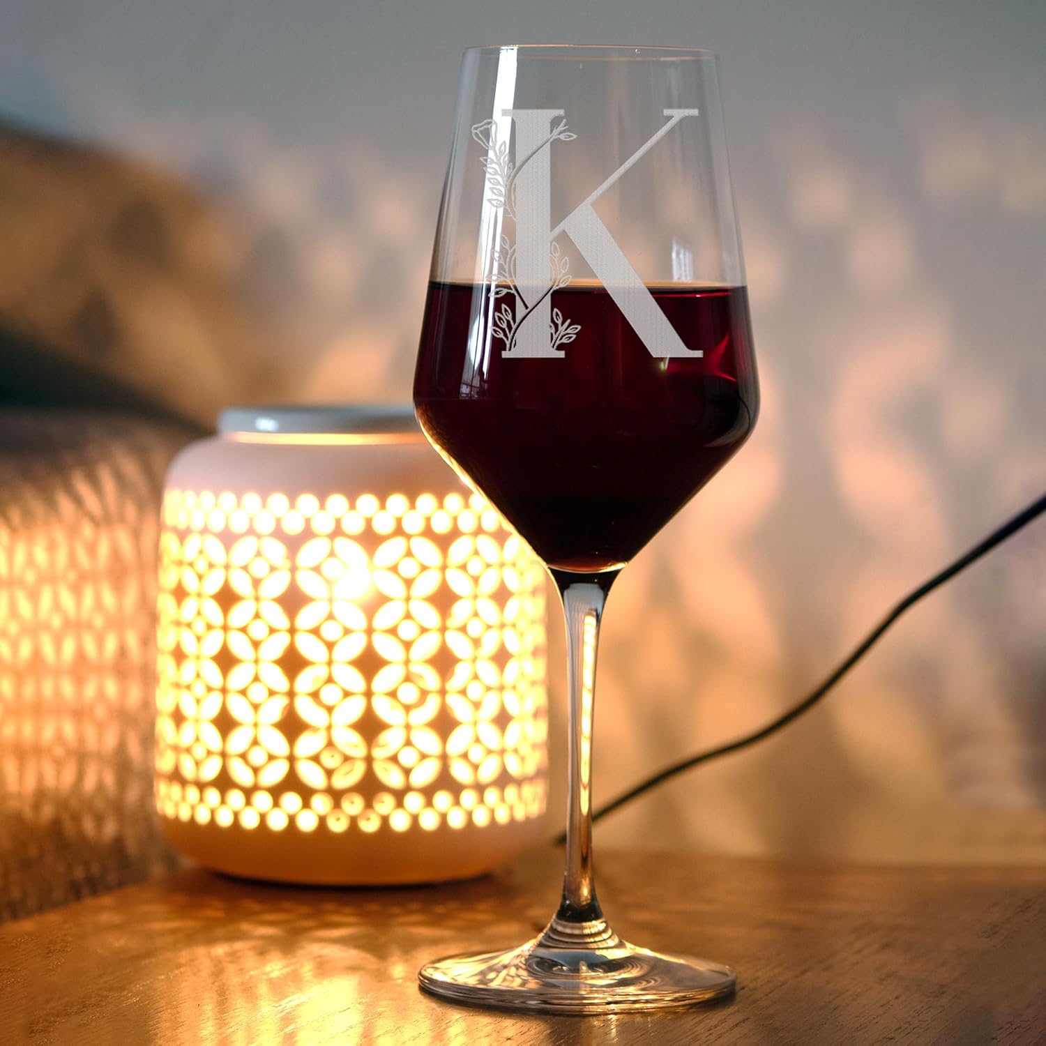 Personalized Wine Glass, Initial Monogrammed A-Z Crystal Wine Glass, Customized Gift for Women Her Mom Friend Sister Wife Bridesmaid Nurse, Unique Christmas Birthday Gifts (K) - Image 5