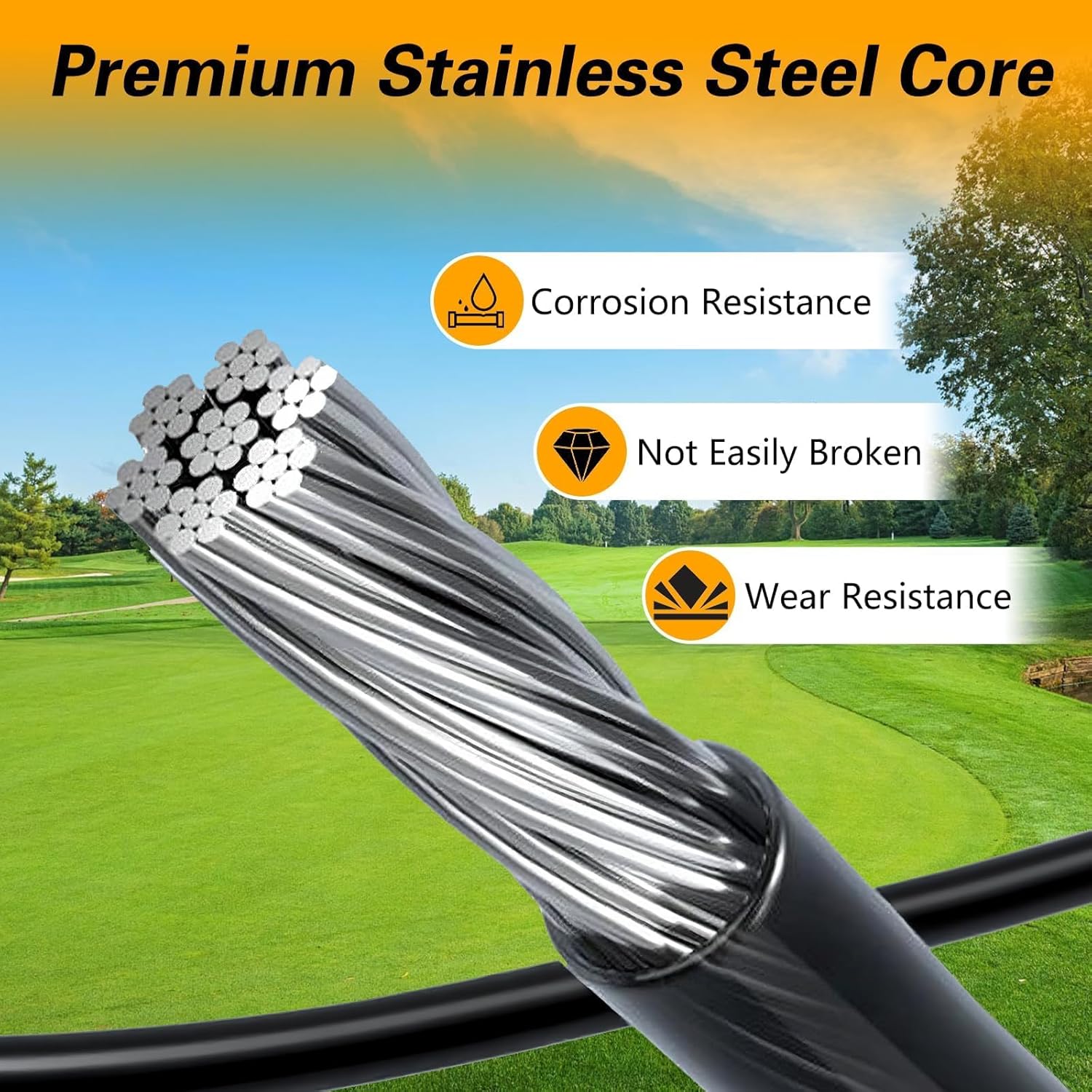 Golf Cart Brake Cable Driver & Passenger Side Brake Cables Stainless Steel Core Brake Repair Kit Compatible with EZGO TXT and Medalist Golf Cart 1994-UP Replace# 70716-G03 70273-G03 70969-G03