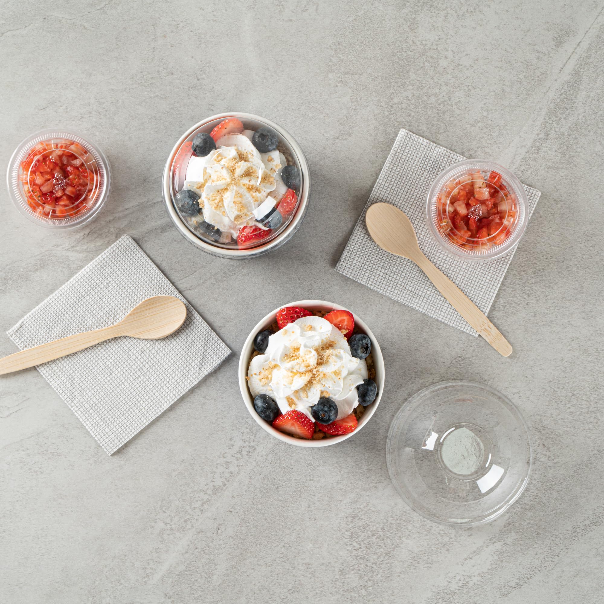 Coppetta - Vasos de postre de 5 onzas, 200 vasos desechables para helado, las tapas se venden por separado, resistentes, cuencos de papel francés FroYo, para alimentos calientes y fríos, perfectos