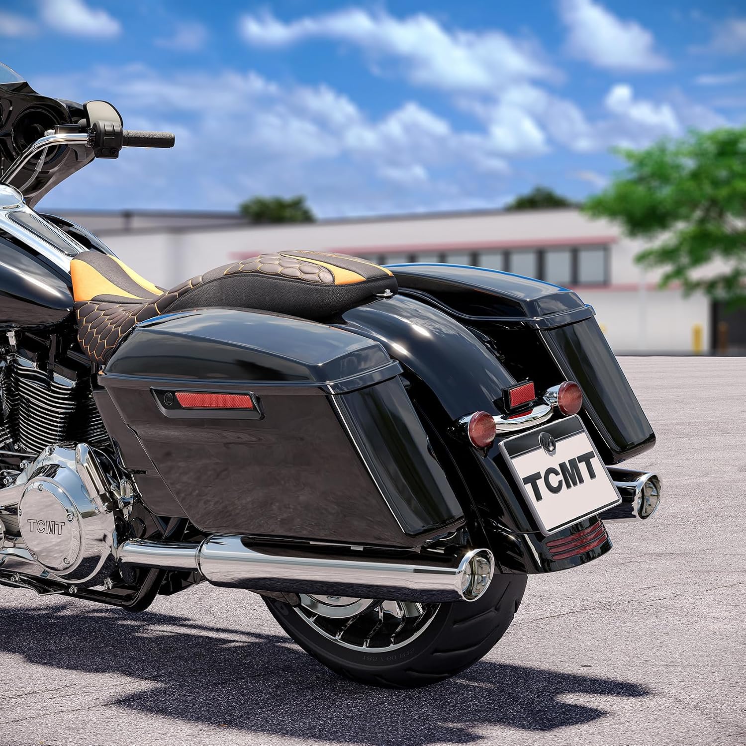 TCMT Vivid Black Hard Saddlebags Saddle Bags Fits For Harley 2014-2024 Road King Electra Glide