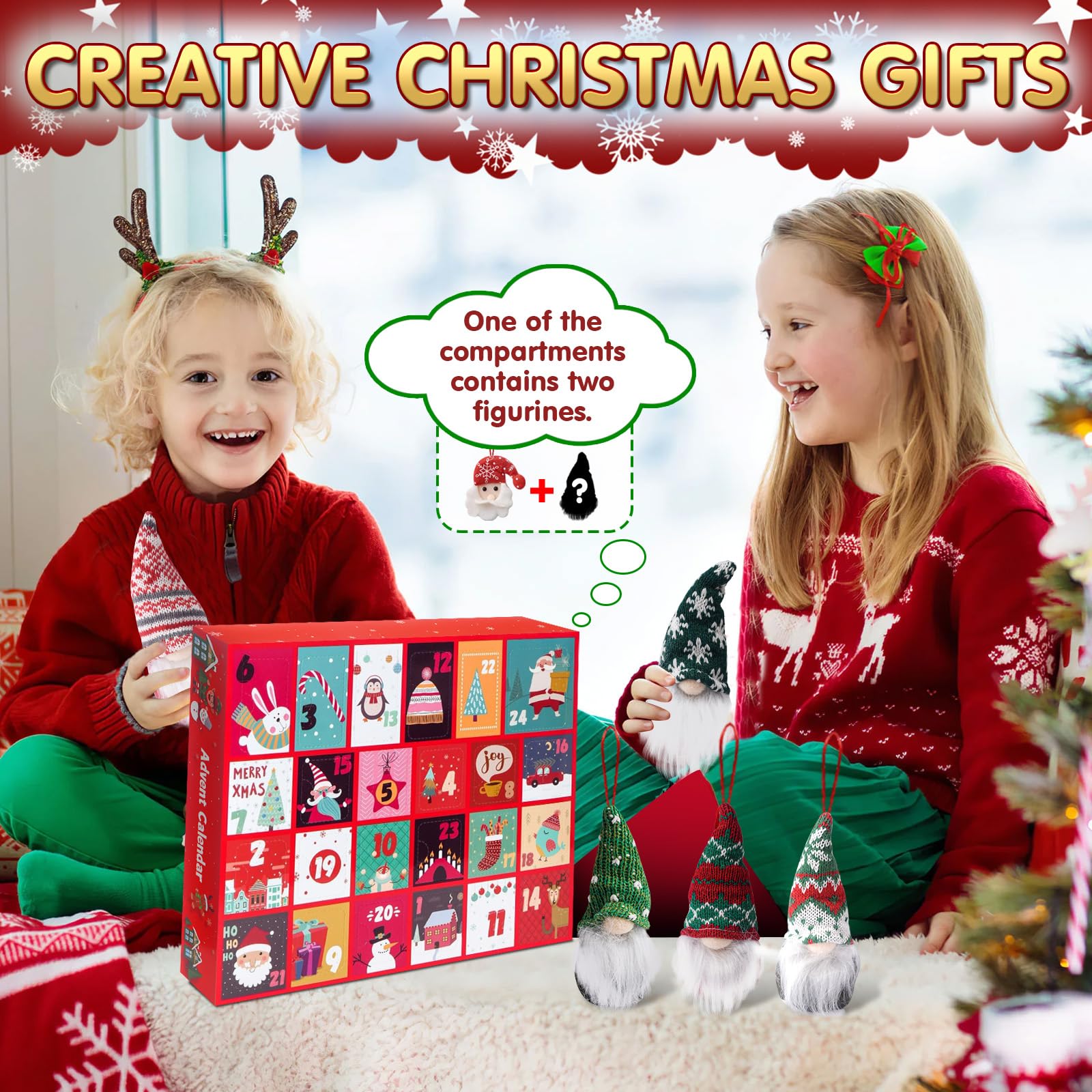 Calendrier De L'Avent Gnome 2025 – 24 Pendentifs Acrylique 2D Pour Enfants Et Adultes