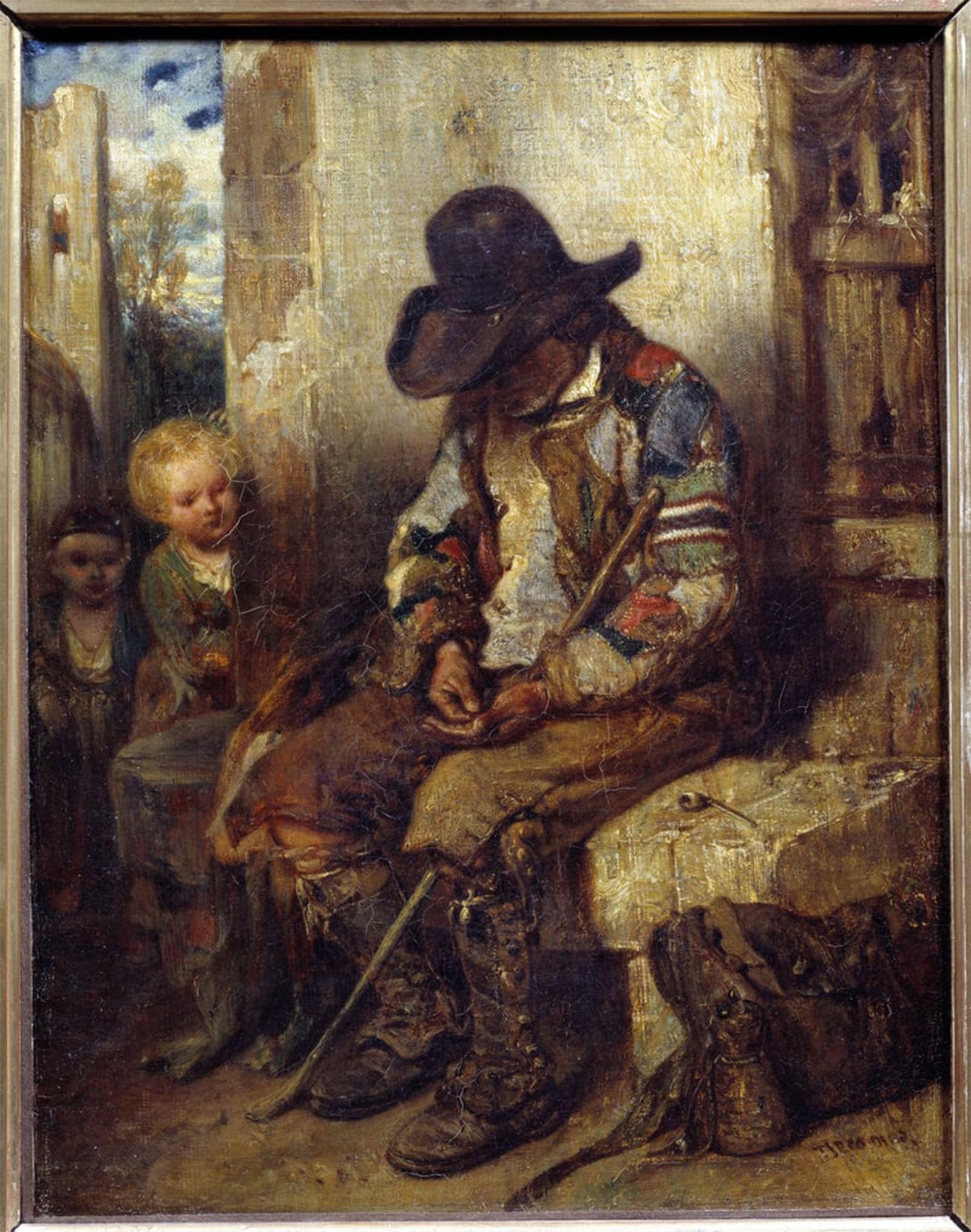 SERENDIPITP Retro Picture Poster Wall Art Pictures Painting a Beggar with His Recipe Painting by Gabriel Decamps Wall Art Canvas Print for Wall Decor 60x90cm