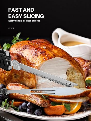 Miniatura 2 de Reemix Z3042 - Cuchillo eléctrico, juego de cuchillos eléctricos para tallar carnes, aves, pan, espuma de manualidades y más, 2 cuchillas para