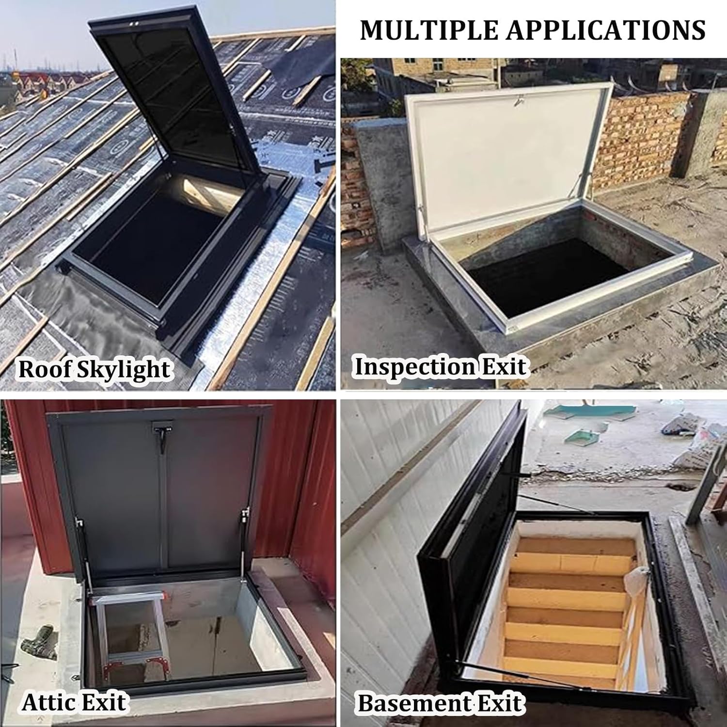 Roof Access Hatch, Galvanized Powder Coated Steel Roof Hatch, Attic Basement Stairs Outlet Lid for Versatile Access Door, Cellar Cover, Well Cover, Anti Theft Door(95x80cm 37.4x31.5in)