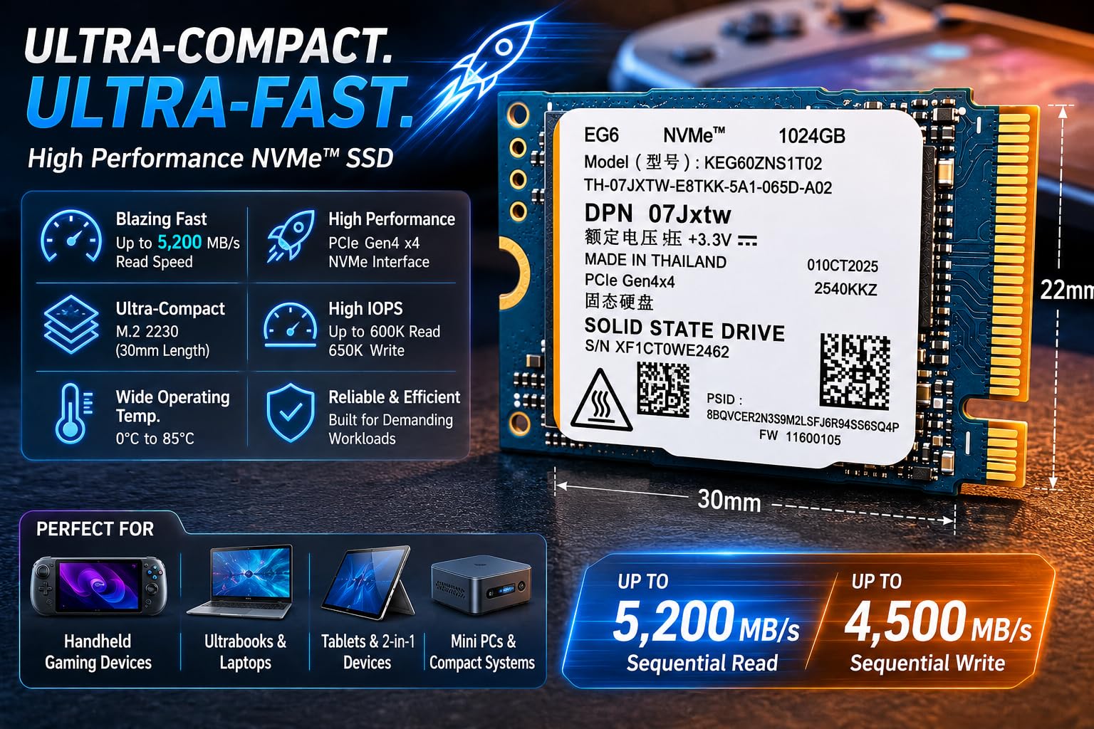 Amazon.in: Buy 1TB M.2 NVMe SSD EG6 (OEM) Compatible with KIOXIA