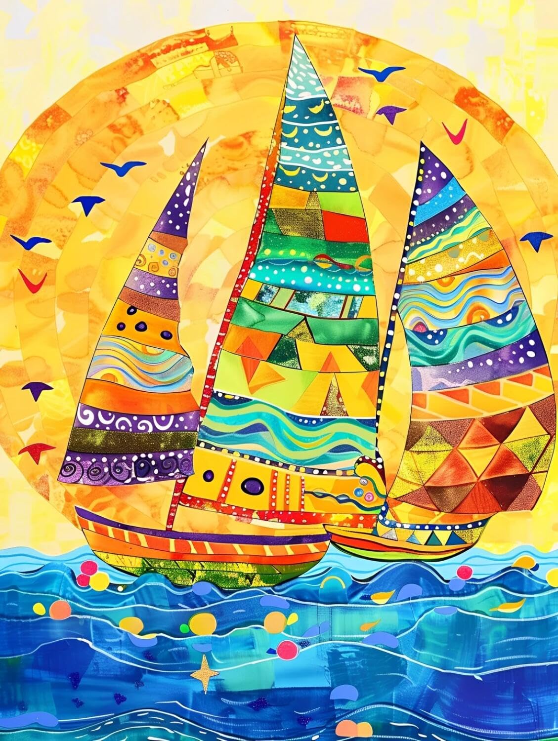 Rqwybcaxn Bead Embroidery Kits Graffiti Sailboat 40x50cm