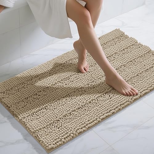 Yimobra Tapete de baño de felpilla a rayas, lujoso, extra grueso y suave, esponjoso, absorbente, antideslizante, lavable a máquina, tapetes de baño Yimobra Tapete de baño de felpilla a rayas, lujoso, extra grueso y suave, esponjoso, absorbente, antideslizante, lavable a máquina, tapetes de baño
