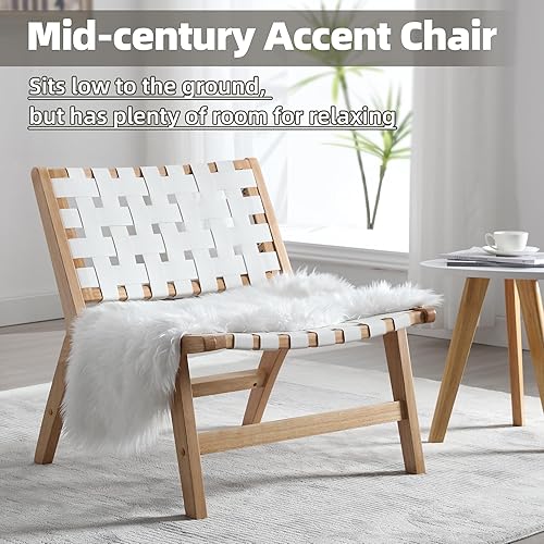 Miniatura 7 de Juego de 2 sillas de comedor de cuero marrón para cocina, sillas de comedor sin brazos de cuero sintético tejido de granja, silla moderna