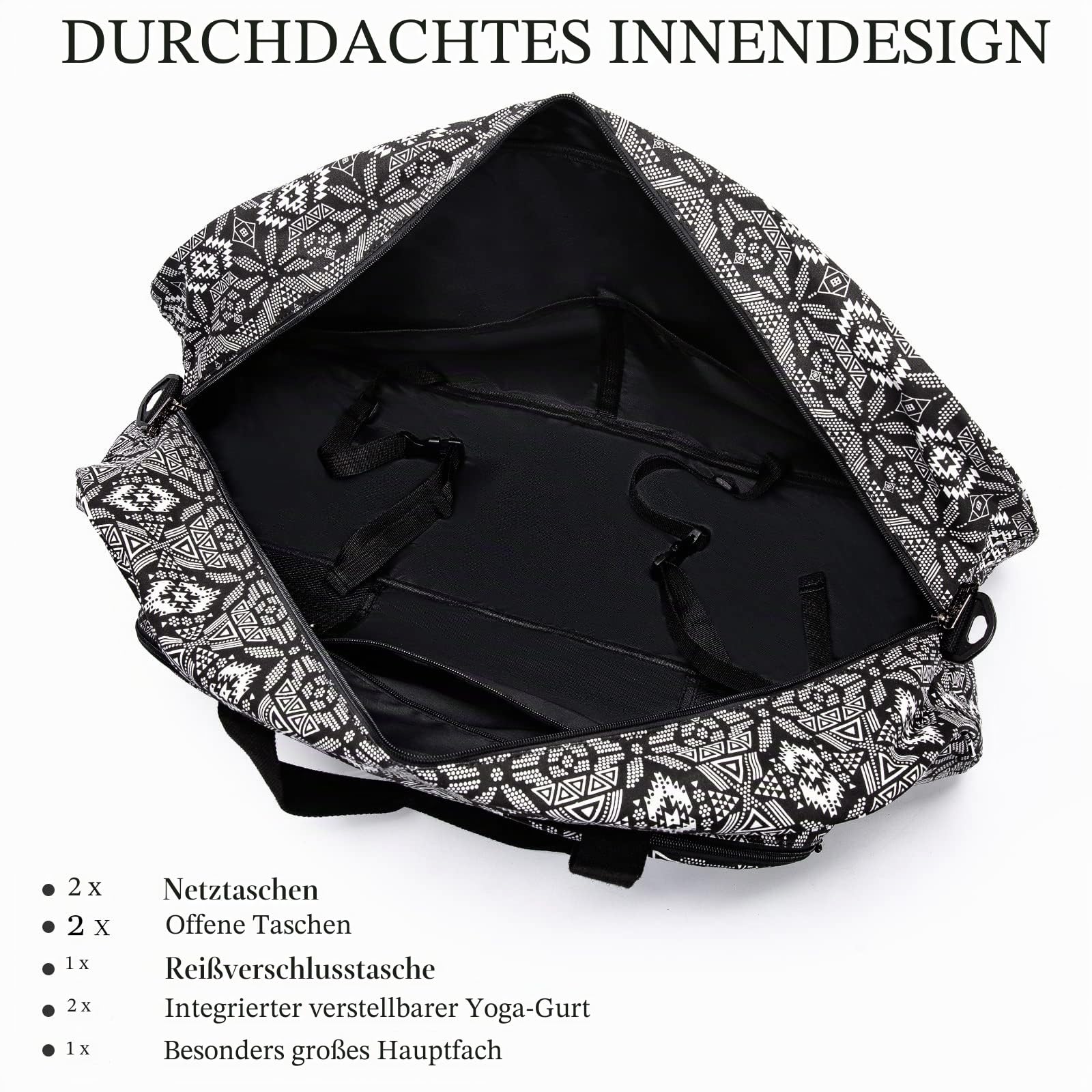 AROME Yogamatten-Tasche für Damen und Herren, große Canvas-Yogatasche für 0,6 cm, 1,3 cm, 6,3 cm, 1,27 cm, extra Dicke Trainings-Yogamatte, Sporttasche, Tragetasche mit Nasstasche, Schultergurt und