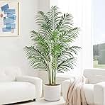 Artificial Palm Tree 6ft Tall Fake Palm Tree Indoor Decor with 18 Leaves and Real Bark Design Faux Tropical Areca Palm Silk Floor Plant in Pot for Home Office Living Room Bedroom Decor 1pcs
