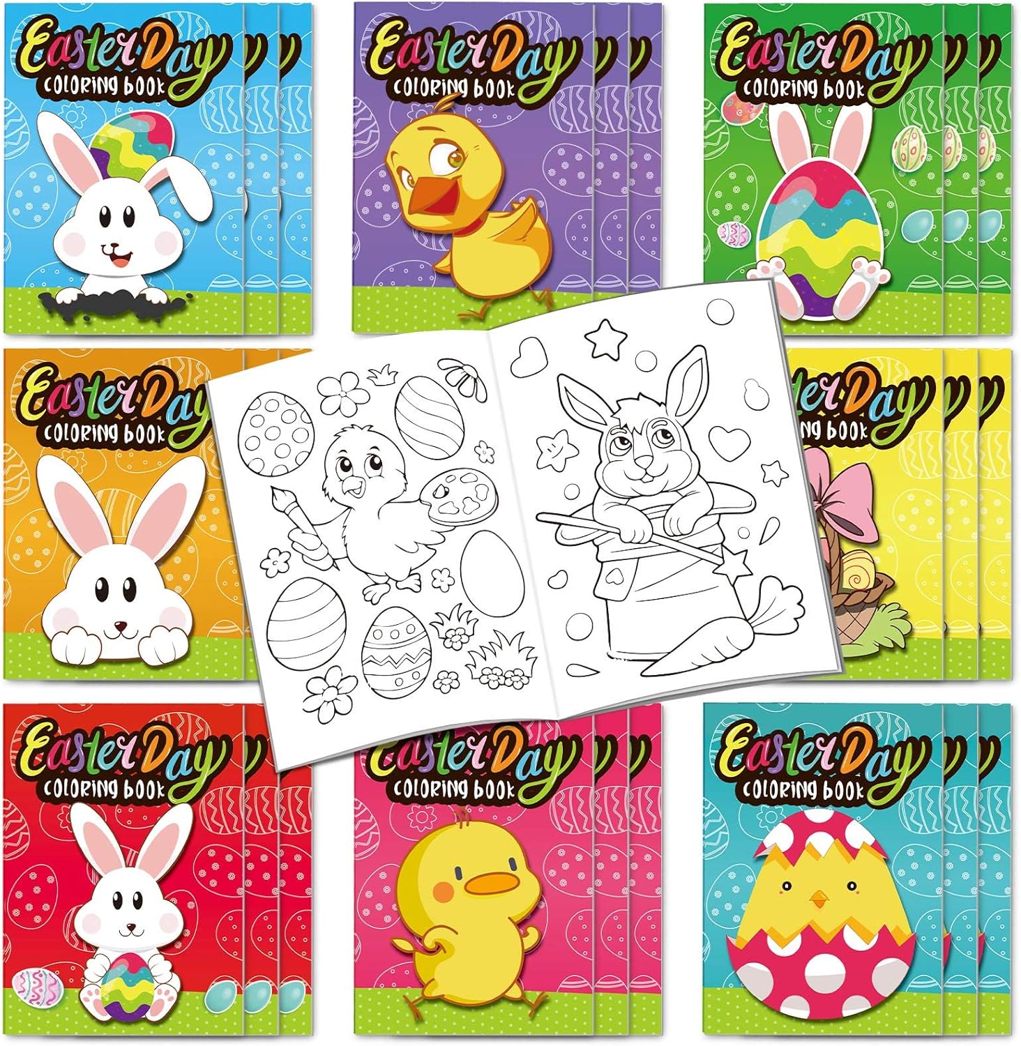 Omgouue Easter Day Coloring Books Kids Indoor Activities at Home Party Favors Supplies 24 Pack