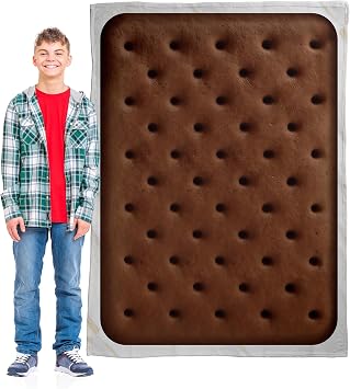 FrameStory Ice Cream Sandwich Blanket - Dessert Inspired Design for Kids, Teens, and Adults; Silky Touch Fleece, 60"x80"; 1 Sided Printing; Printed in The USA