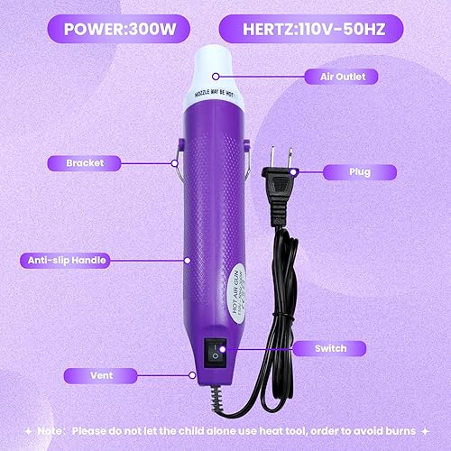 Miniatura 3 de Pistola de calor para manualidades, mini pistola de aire caliente para manualidades de bricolaje, pistola de calefacción, herramienta portátil para