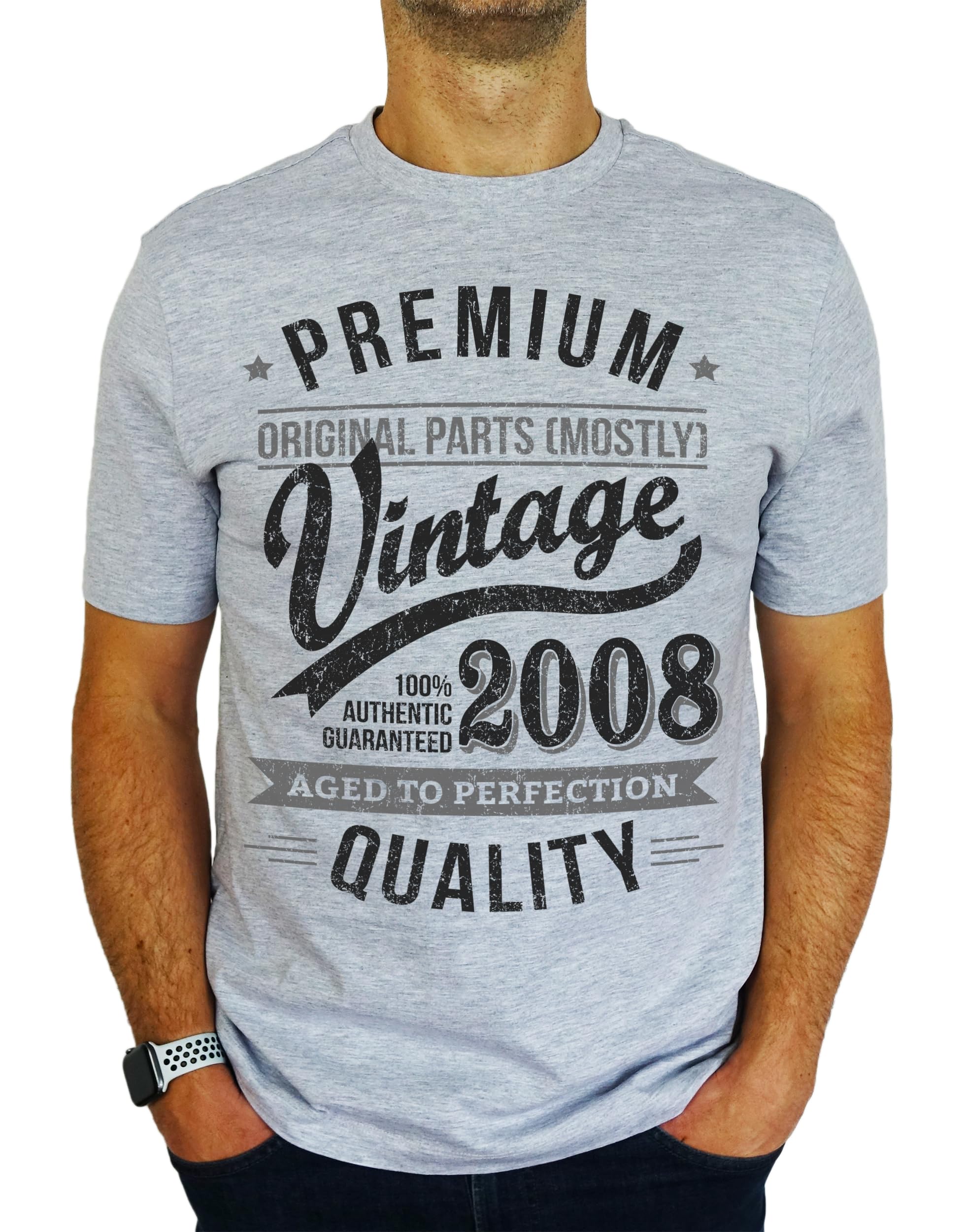 2008 Premium Vintage Year - Aged to Perfection - 18th Birthday Gift | Present Mens T-Shirt Heather 2XL