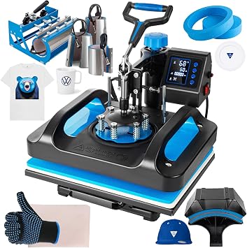 Topdeep Pro Heat Press 15x12 Inch, 8 in 1 Heat Press Machine with 30 OZ Tumbler Press, Swing Away T Shirt Pressing Machine, Combo Tumbler Heat Press Machine Sublimation for T-Shirt Hat Cap Mug Plate