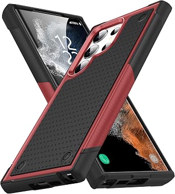Designed for Samsung Galaxy S23 Ultra Case 2 in 1 Gift Militay Grade Drop Protective Rugged Heavy Duty Cover Shockproof Case for Galaxy S23 Ultra Phone Case for women men boy girl Red+Black