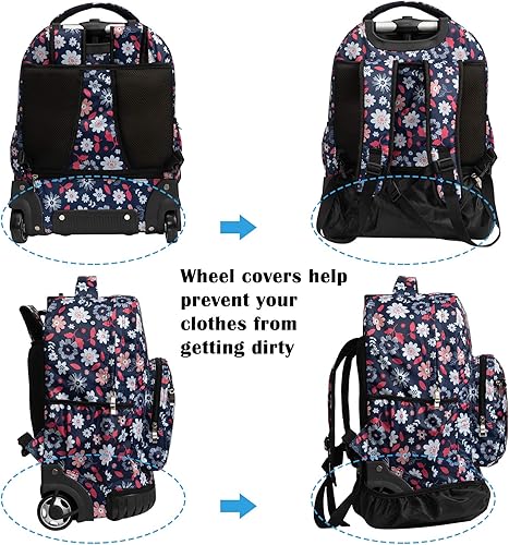 Miniatura 5 de SKYMOVE Mochila con ruedas de 18 pulgadas con ruedas multicompartimento, libros universitarios, bolsa para computadora portátil, viaje de negocios