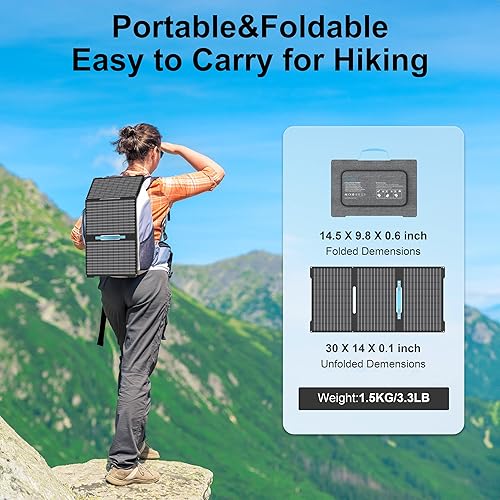 Miniatura 3 de Panel solar portátil, cargador solar plegable, impermeable IP67 para RV, camping, apagón, sistema fuera de la red (EP-45W)