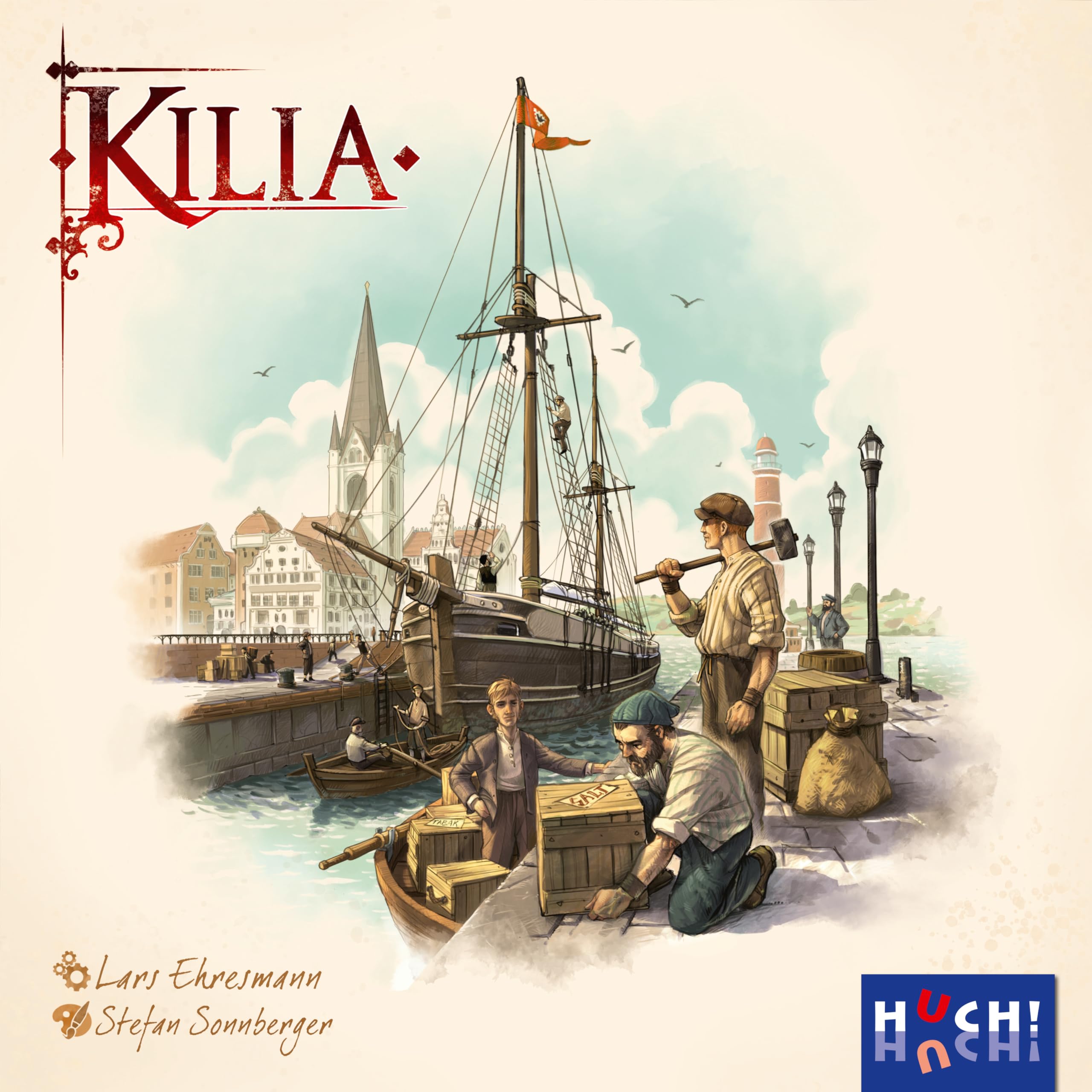 HUCH!, Kilia, historisches Strategiespiel, Aufbauspiel um Handel und Schifffahrt, für Kenner und Einsteiger, Für 2–4 Spieler ab 14 Jahren