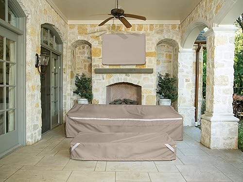 Miniatura 4 de Covermates Funda para sofá de patio al aire libre, poliéster de alta calidad, resistente a la intemperie, dobladillo con cordón, fundas para