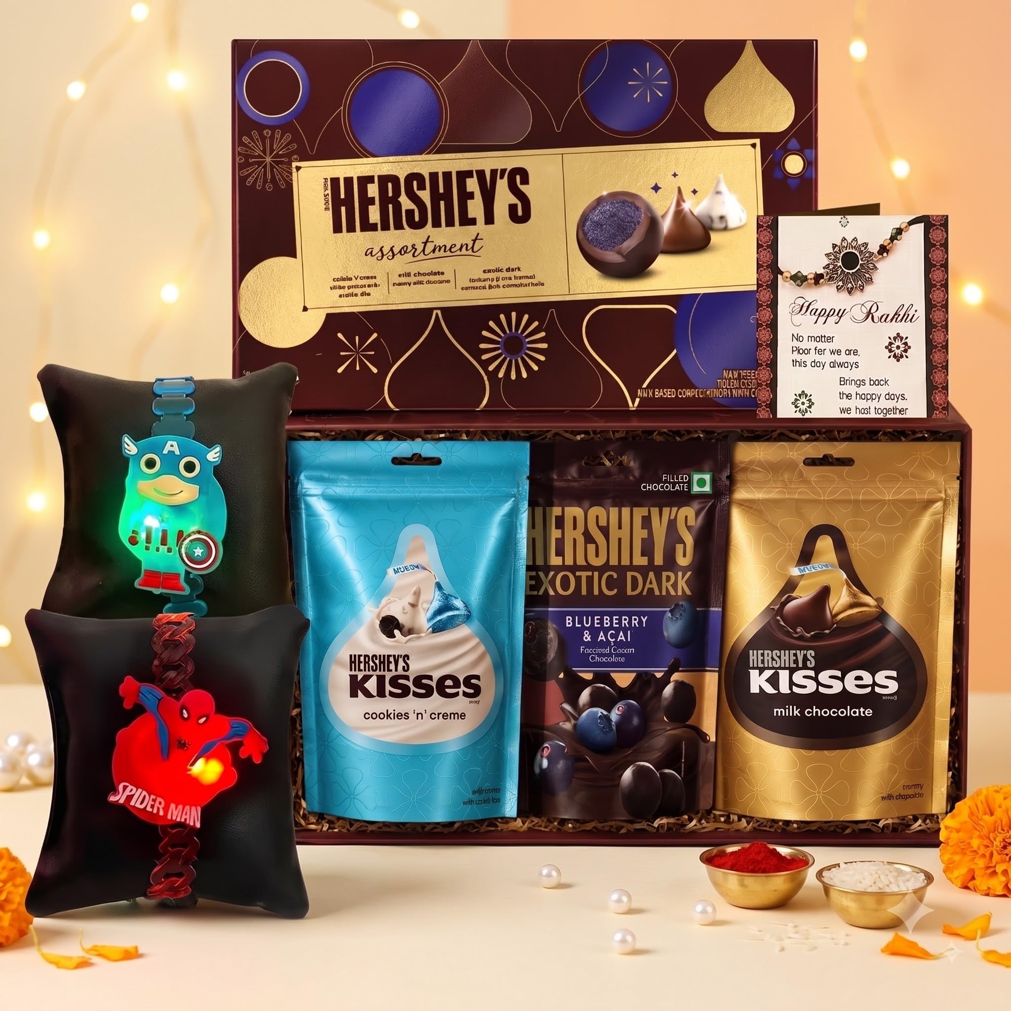 TIED RIBBONS Kids Rakhi For Brother With Chocolate Gift Pack - Set Of 2 Kids Rakhi With Lights And Chocolatesgift Pack And Roli Chawal, 149 Grams-image-11