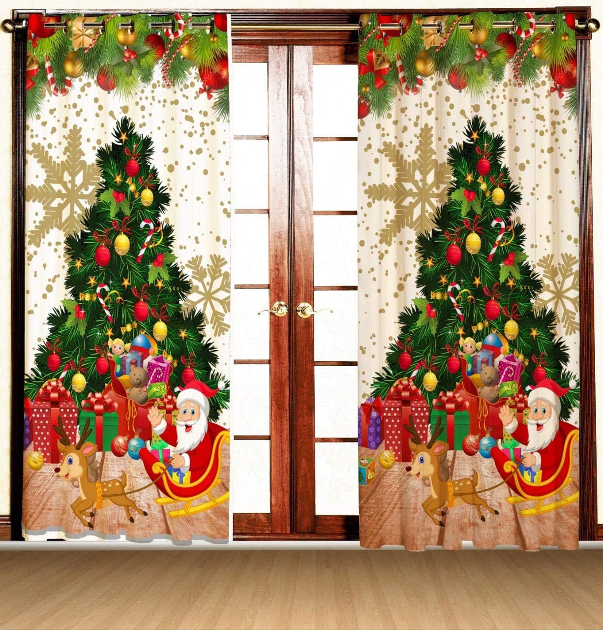 Digital Print Christmas Window Curtains-Set of 2(4FT*5FT)
