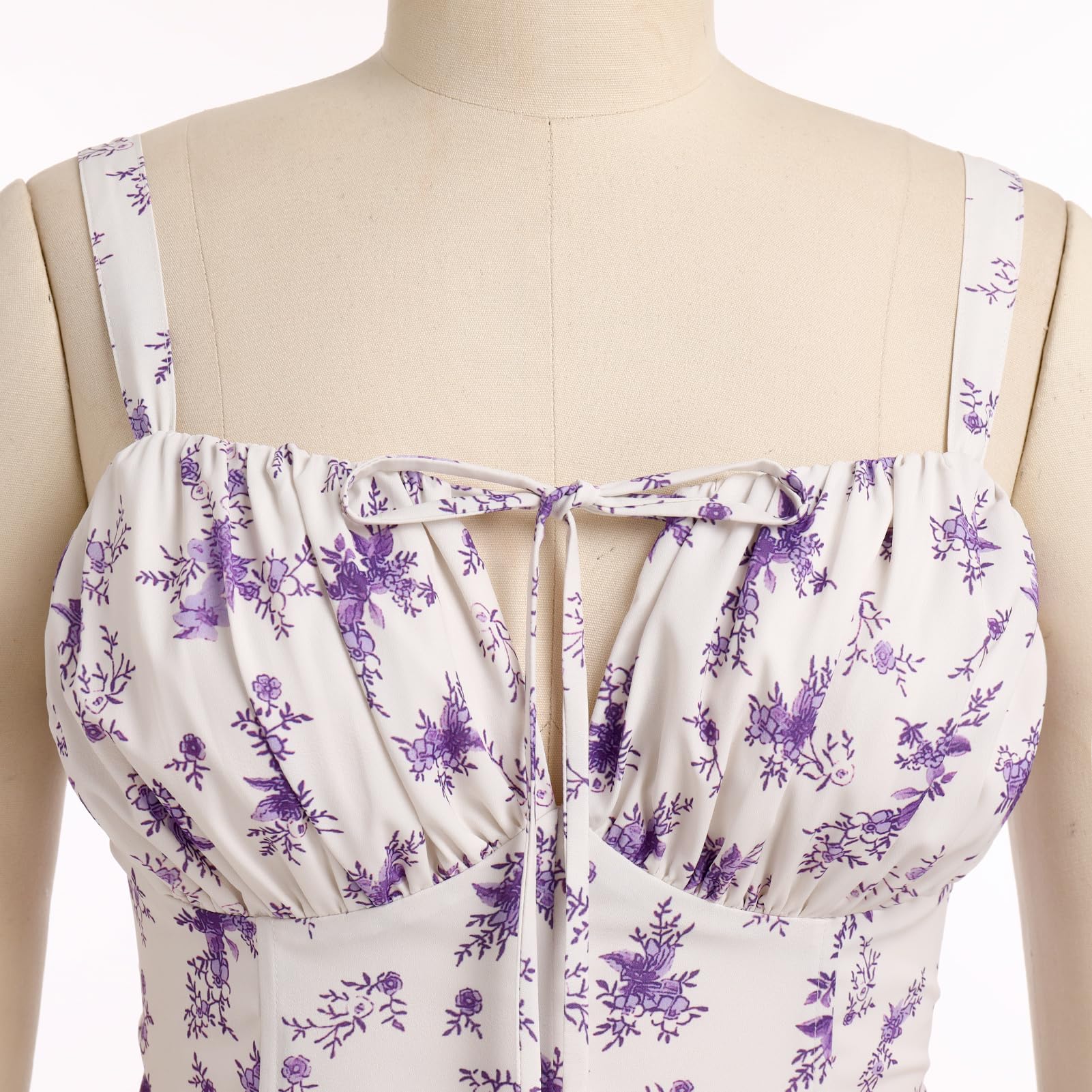 Women's Floral Corset Dress Formal Cocktail Dresses Going Out Casual Sundress Split Thigh Spaghetti Strap Vintage Dress: X-Large Purple Flower