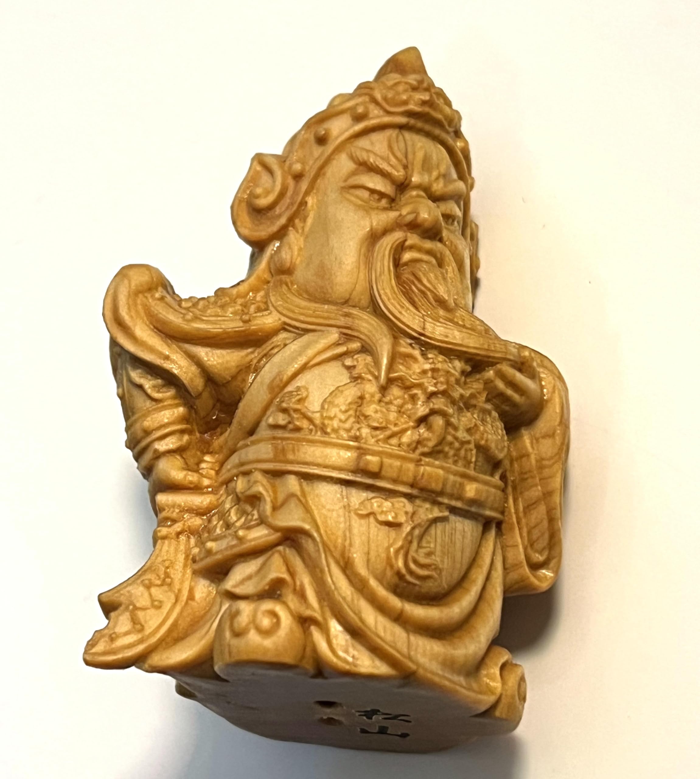 ARTCORE, Hand Carved Wooden Carving, Chinese Great Warrior, Yellow Brown