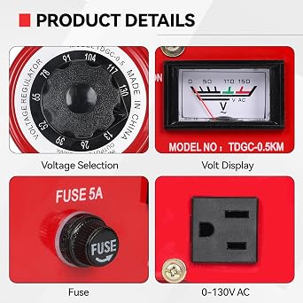 500VA Adjustable Voltage Transformer, 110V Input 0-130V Output AC Voltage Regulator Stabilizer, Stepless Variable Power Converter for Household Industrial Laboratory Equipment Voltage Testing