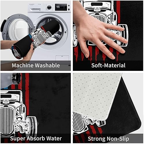 Miniatura 7 de Tapete clásico vintage para puerta de automóvil de 24 x 16 pulgadas, tapete antideslizante para puerta de bienvenida, atrapador de suciedad,