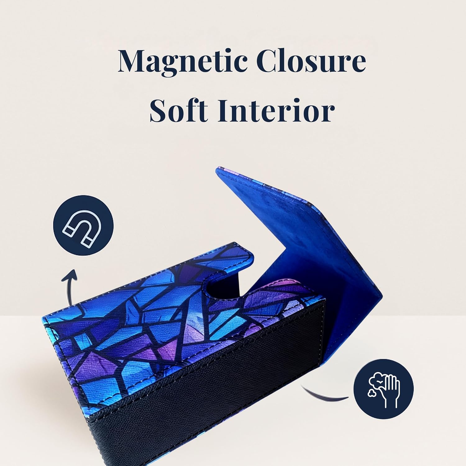 Tarot Card Holder with Blue Interior – Fold-Top Case with Magnetic Lid Closure – Fits Standard Tarot Decks – Outer Dimensions 5.39 x 3.38 x 2 Inches (Prismara) image 2
