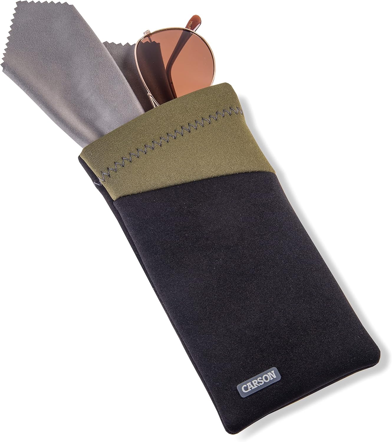 Carson Eyeglass Pouch with Built-in Microfiber Cloth for Eyewear and Sunglasses